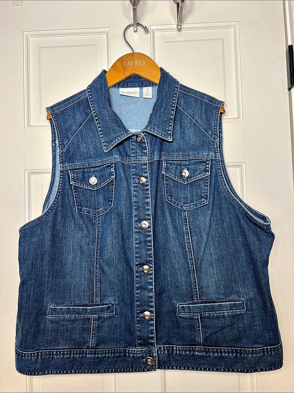 Chico's Platinum Blue Denim Vest Size 3
